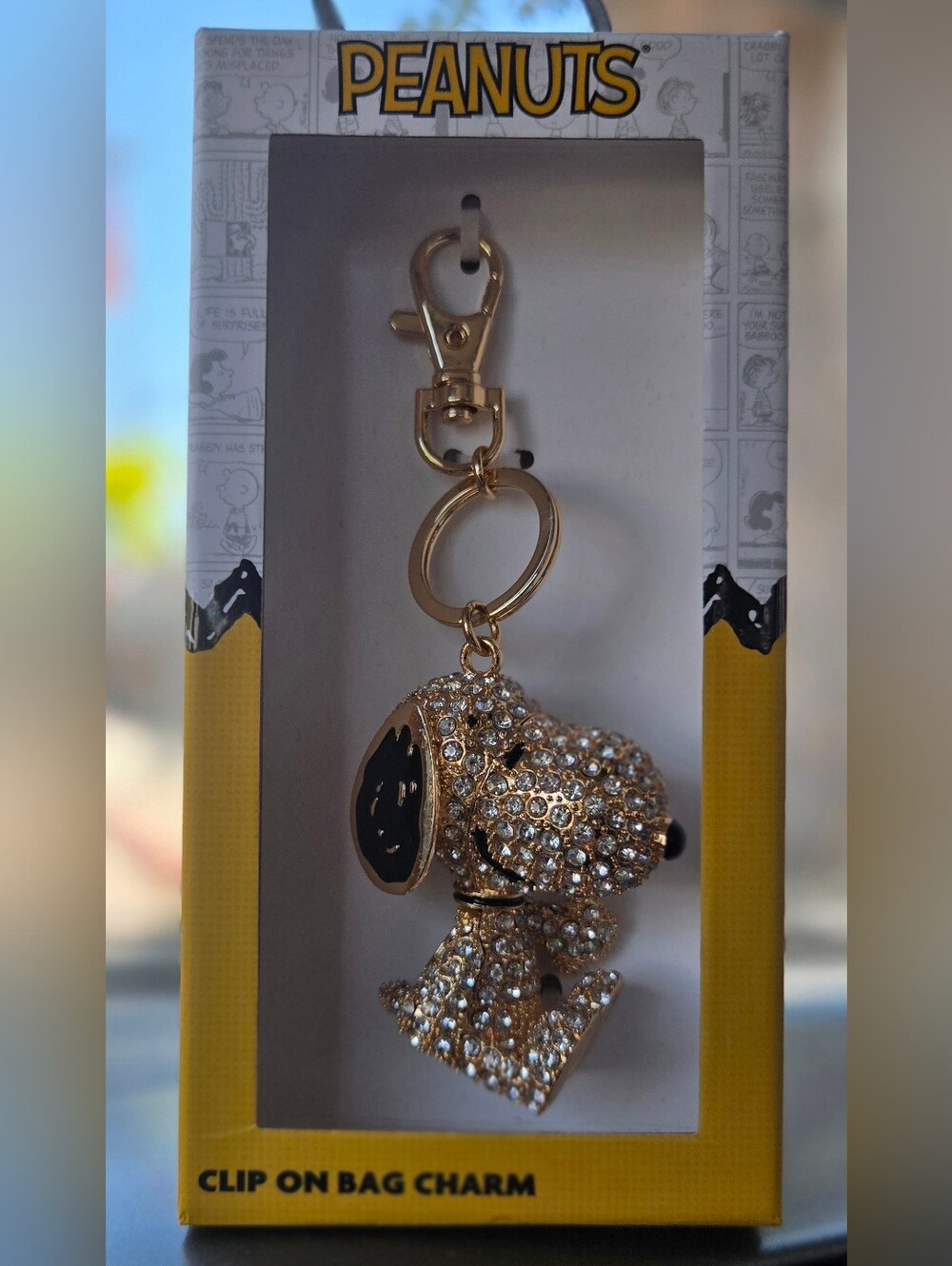 Peanuts Snoopy 3D Pave Bag Charm Keychain, New In Box
